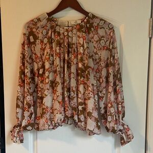 Entro Floral Blouse - Olive and Pink
Size Small